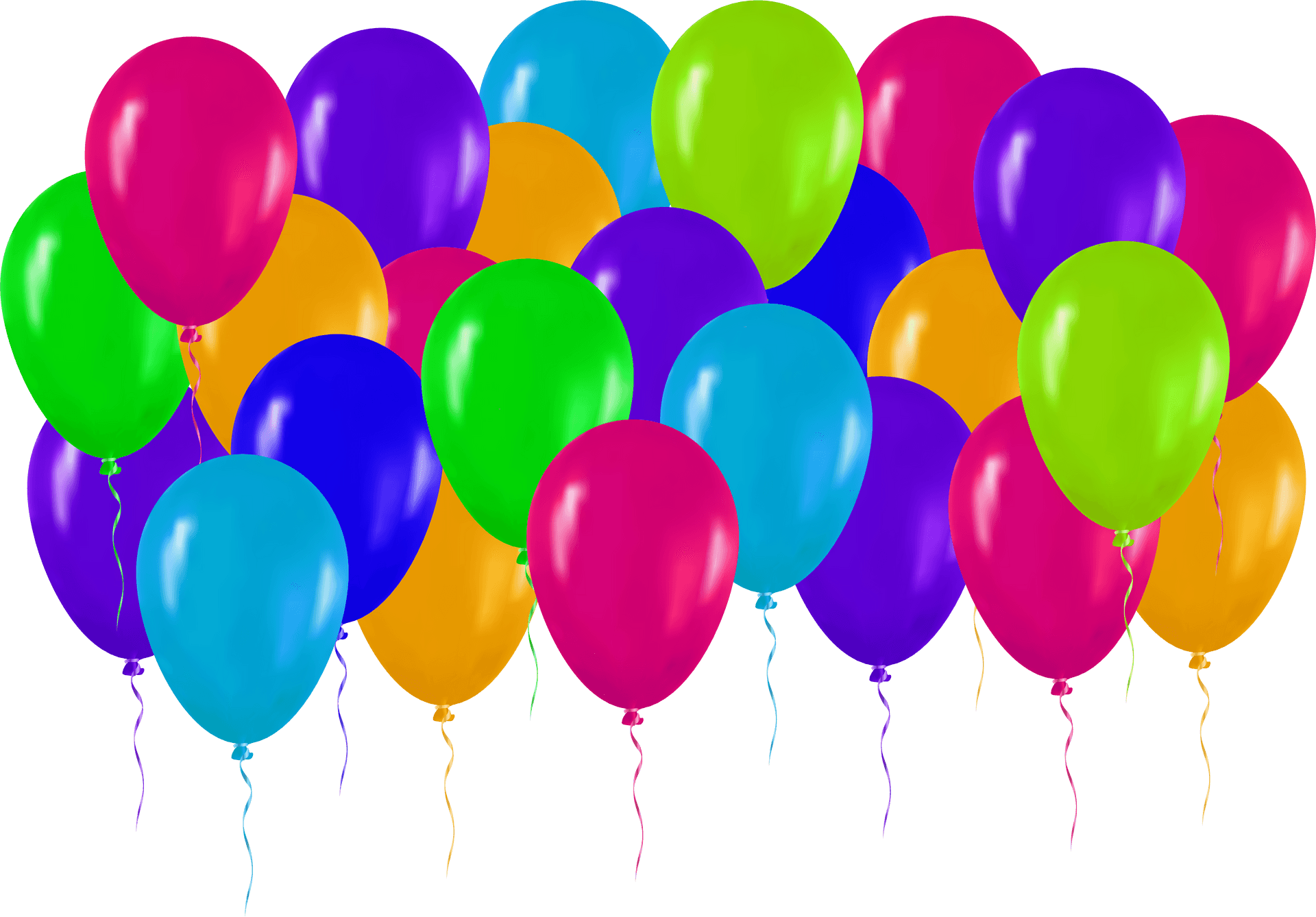 Colorful Birthday Balloons Cluster PNG