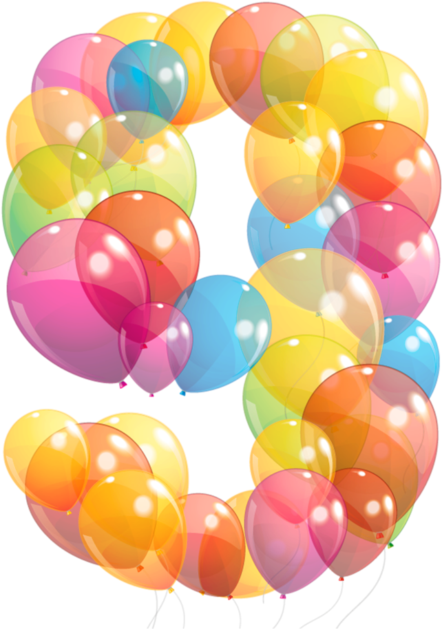 Colorful Birthday Balloons Number9 PNG