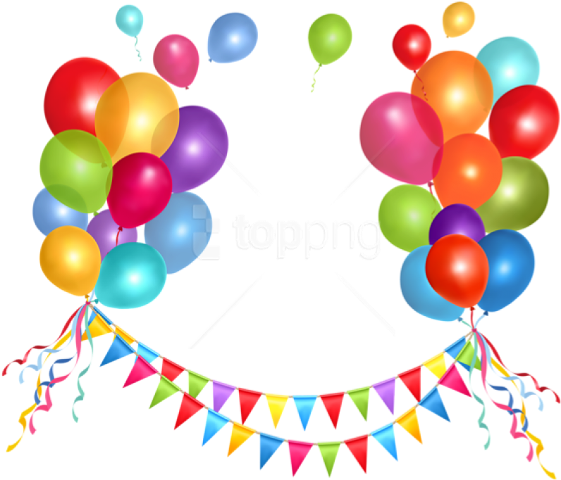 Colorful Birthday Balloonsand Pennants PNG