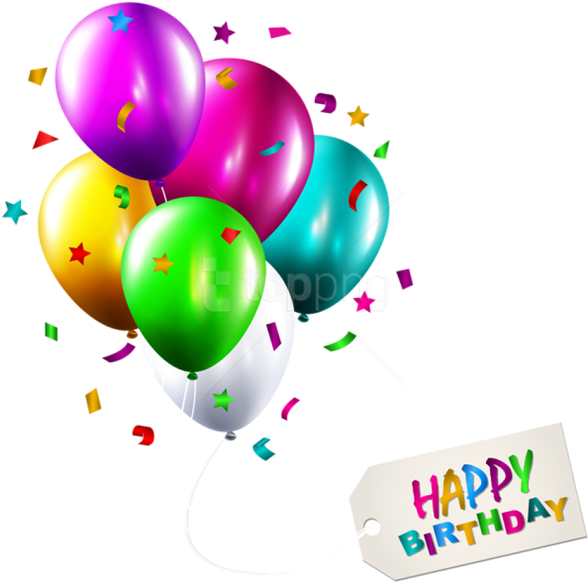 Colorful Birthday Balloonswith Tag PNG