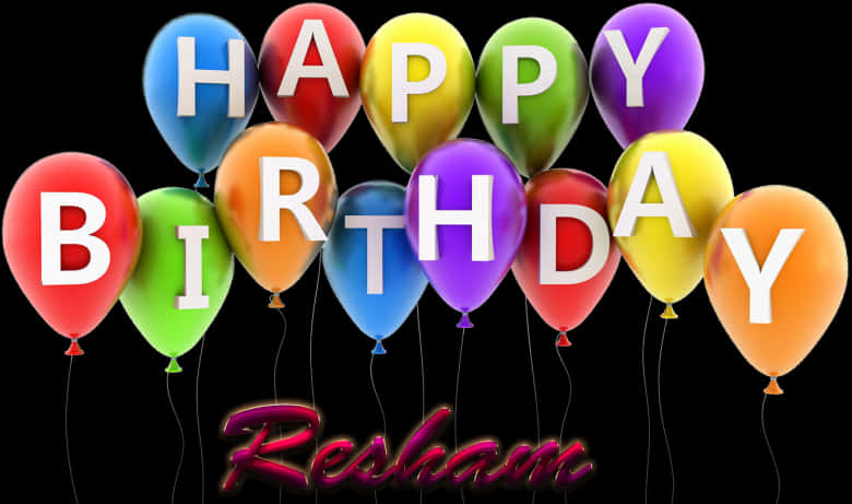 Colorful Birthday Balloonswith Text PNG