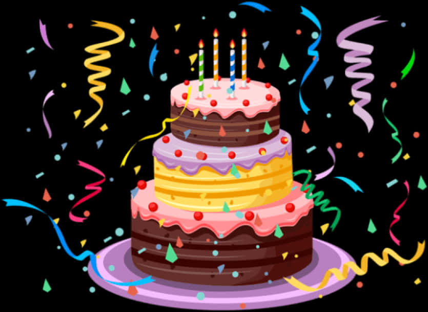 Colorful Birthday Cake Celebration PNG