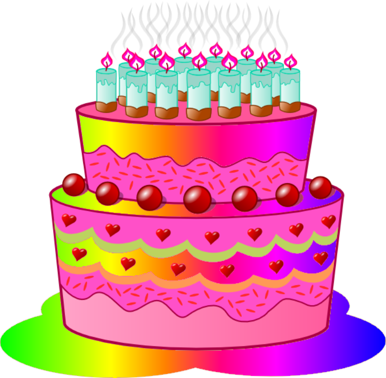 Colorful Birthday Cake Clipart PNG