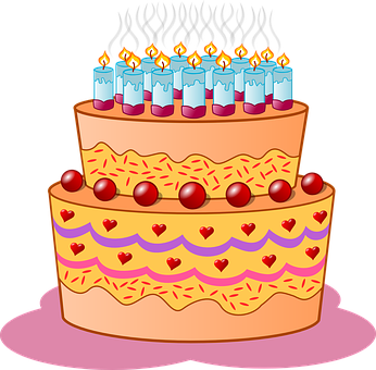 Colorful Birthday Cake Illustration PNG