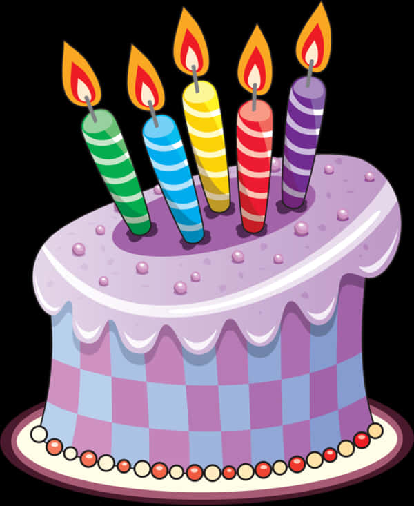 Colorful Birthday Cake Illustration PNG