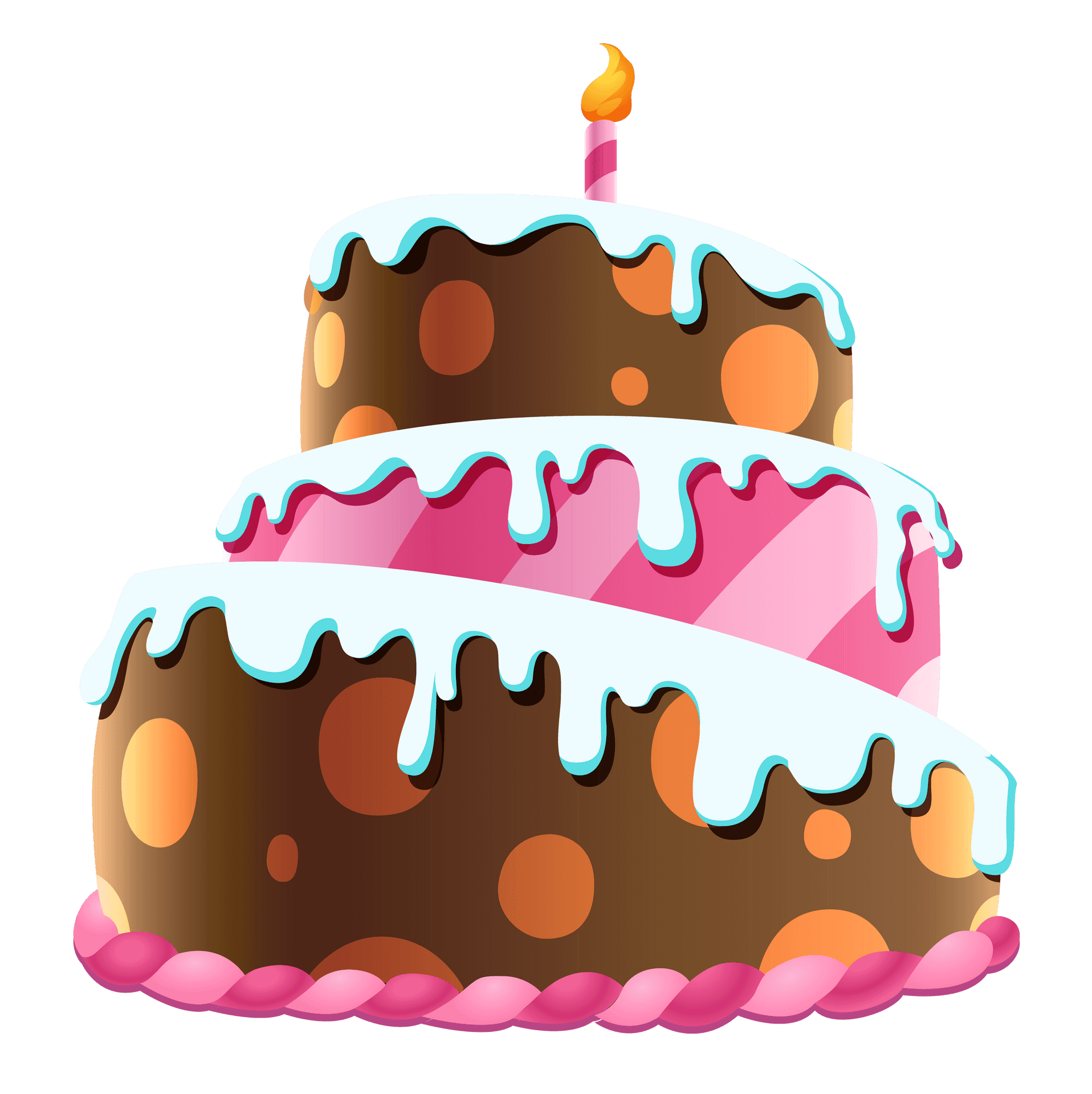 Colorful Birthday Cake Illustration PNG