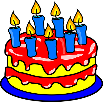 Colorful Birthday Cake With Candles PNG