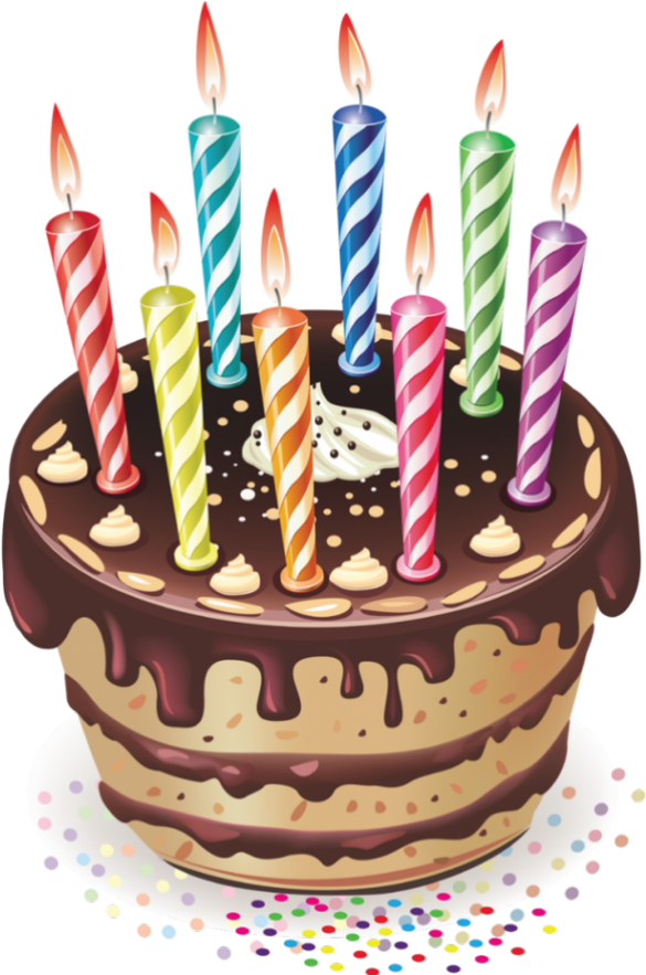 Colorful Birthday Cakewith Candles PNG