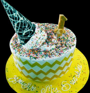 Colorful Birthday Cakewith Cone PNG