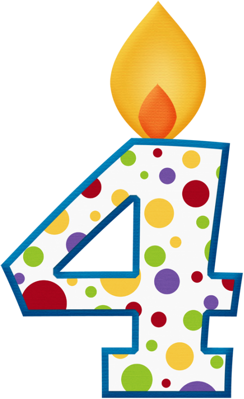 Colorful Birthday Candle Number4 PNG