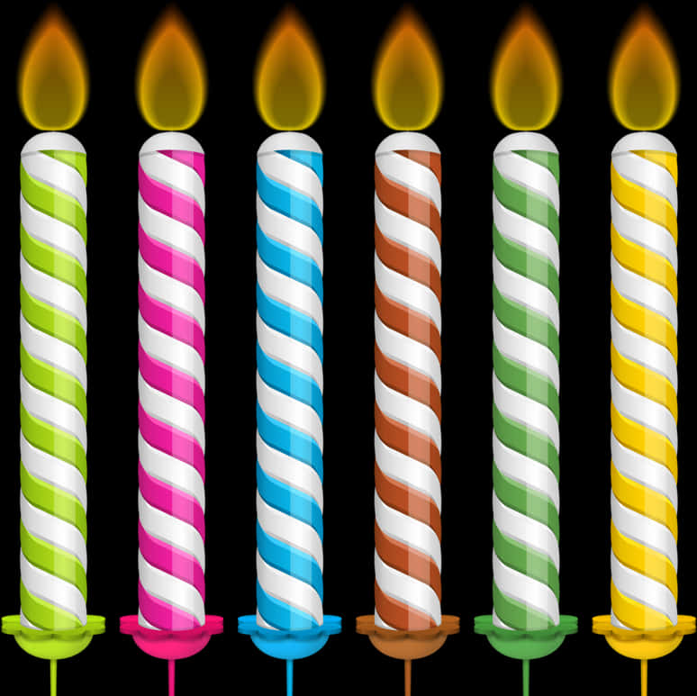 Colorful Birthday Candles Illustration PNG