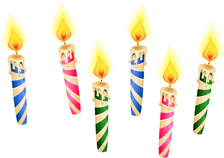 Colorful Birthday Candles Lit PNG
