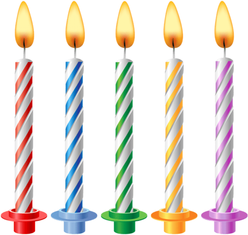 Colorful Birthday Candles Lit PNG