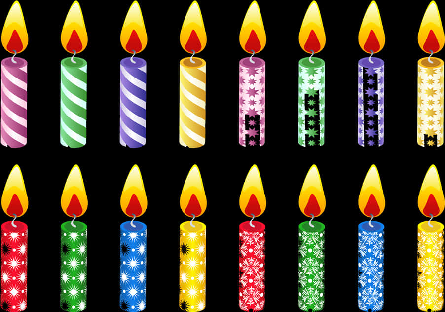 Colorful Birthday Candles Vector PNG