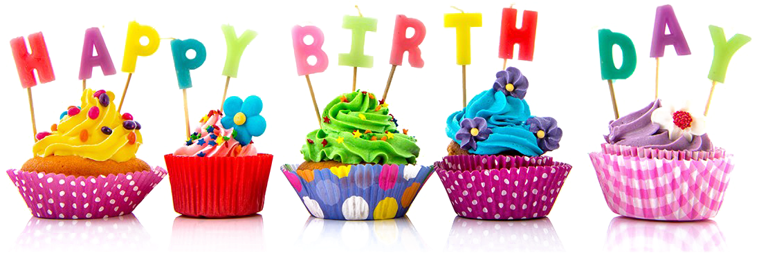 Colorful Birthday Cupcakesand Letters Background PNG