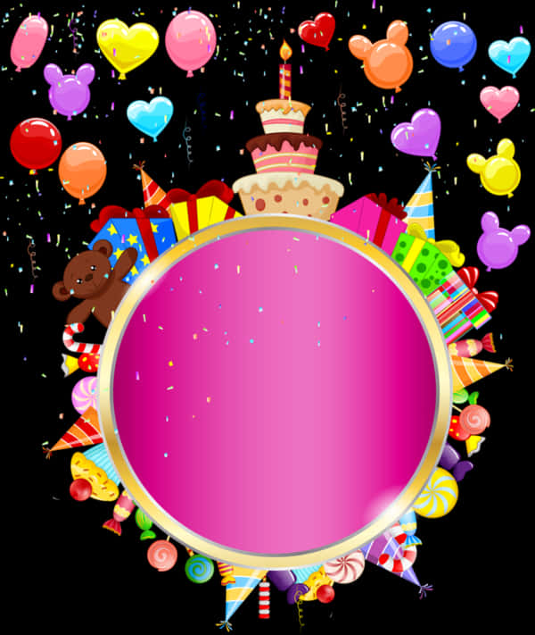 Colorful Birthday Frame Template PNG