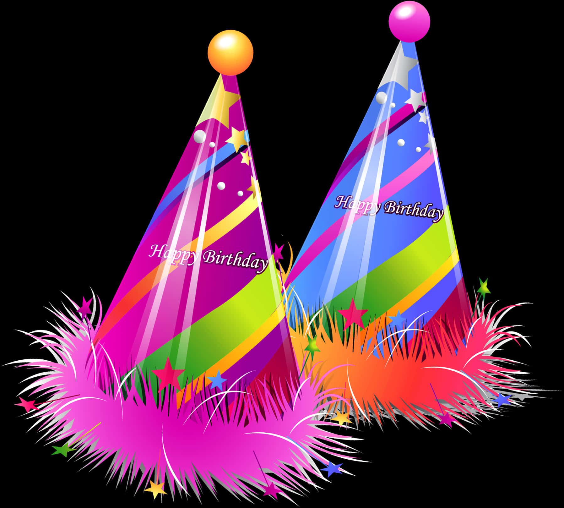 Colorful Birthday Hats Celebration PNG