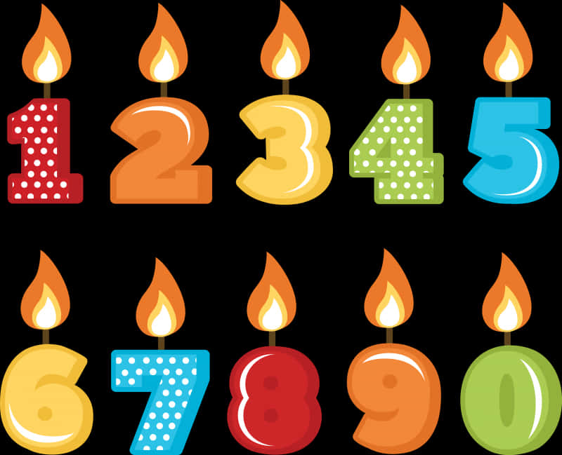 Colorful Birthday Number Candles PNG
