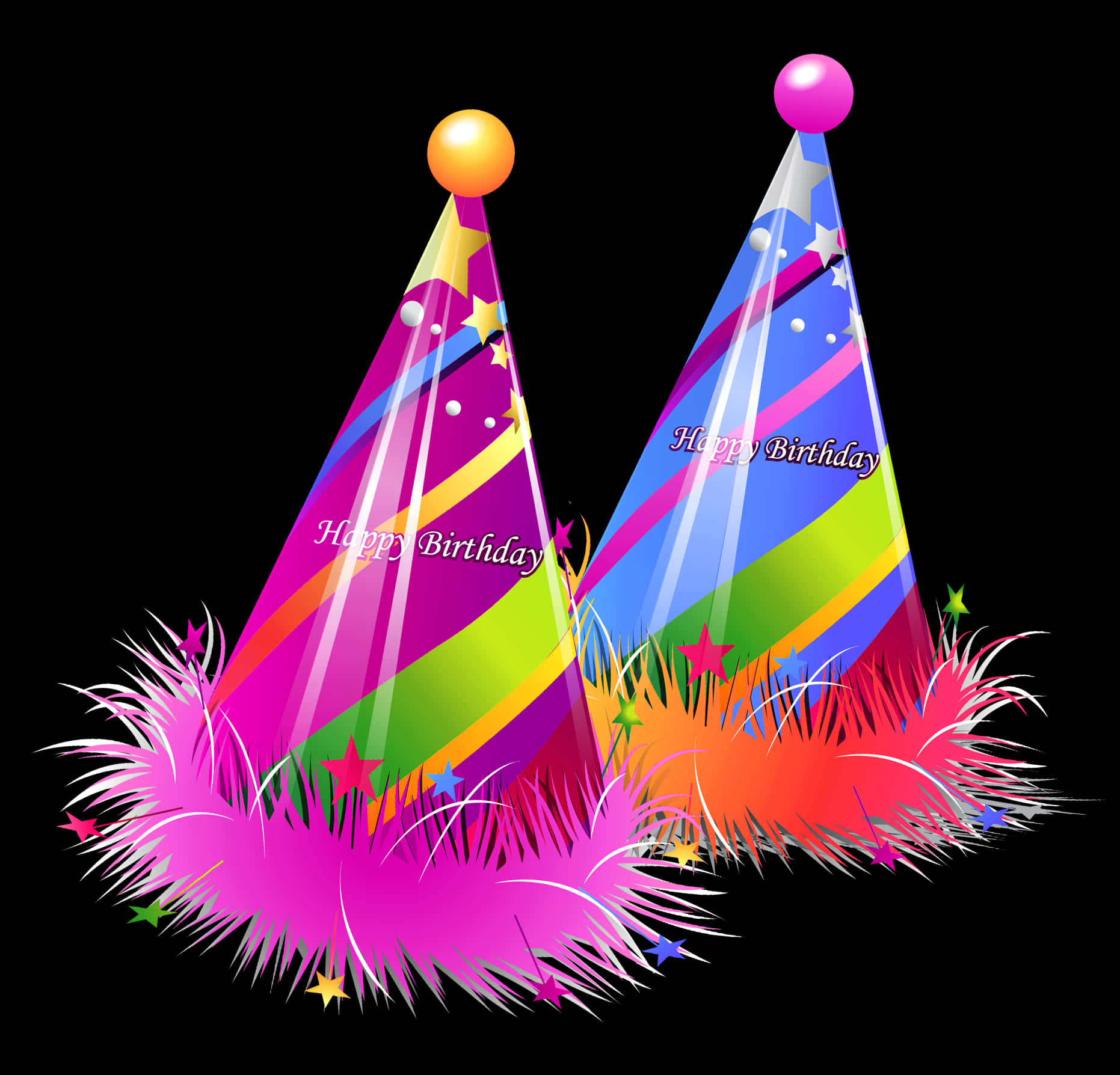 Colorful Birthday Party Hats PNG