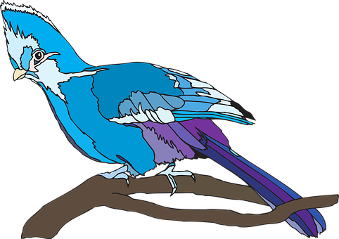Colorful Blue Bird Illustration PNG