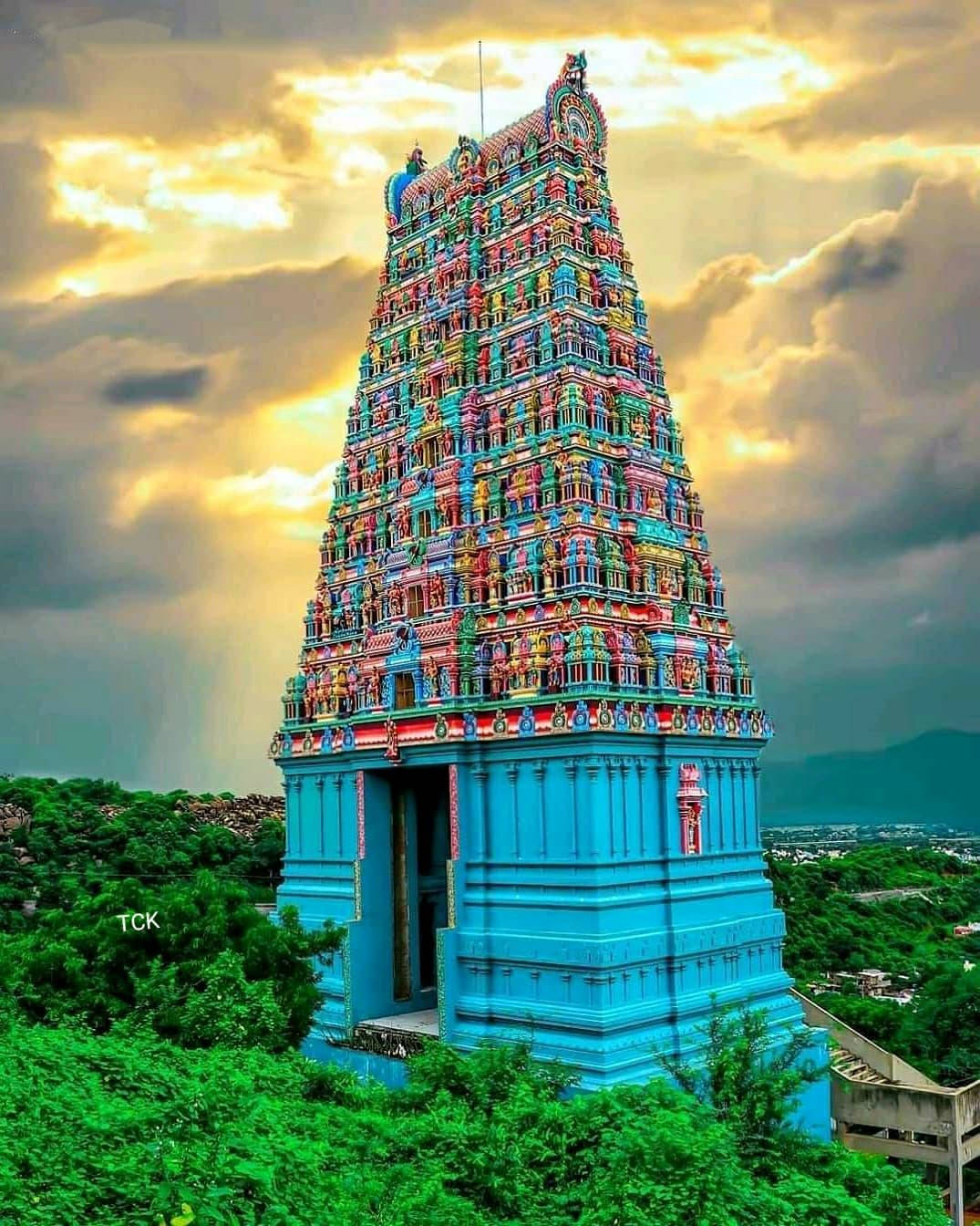 Templode Murugan Gopuram Azul Y Colorido. Fondo de pantalla