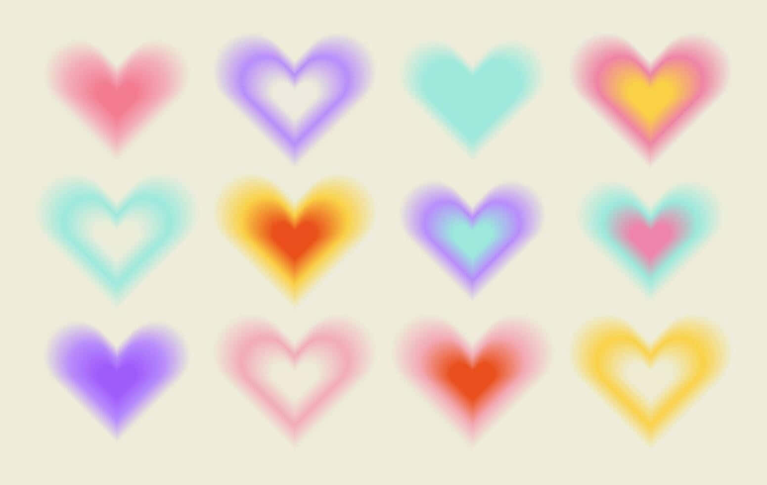 Colorful Blurry Hearts Background Wallpaper