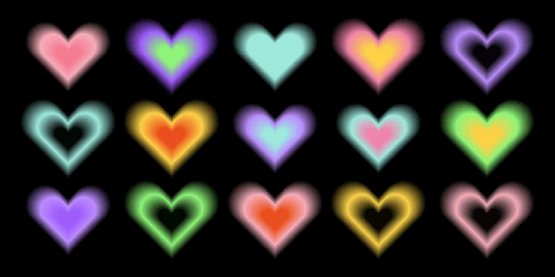 Colorful_ Blurry_ Hearts_ Background Wallpaper