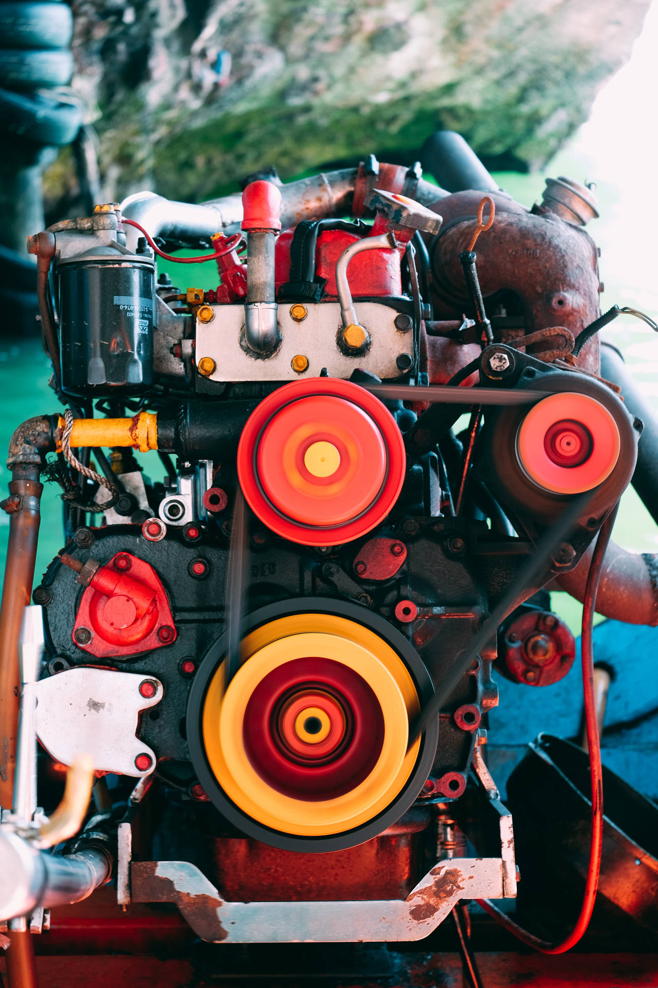 Colorful Boat Engine Wallpaper