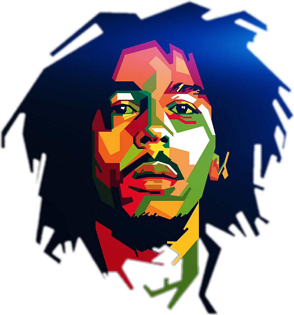 Colorful Bob Marley Vector Portrait PNG