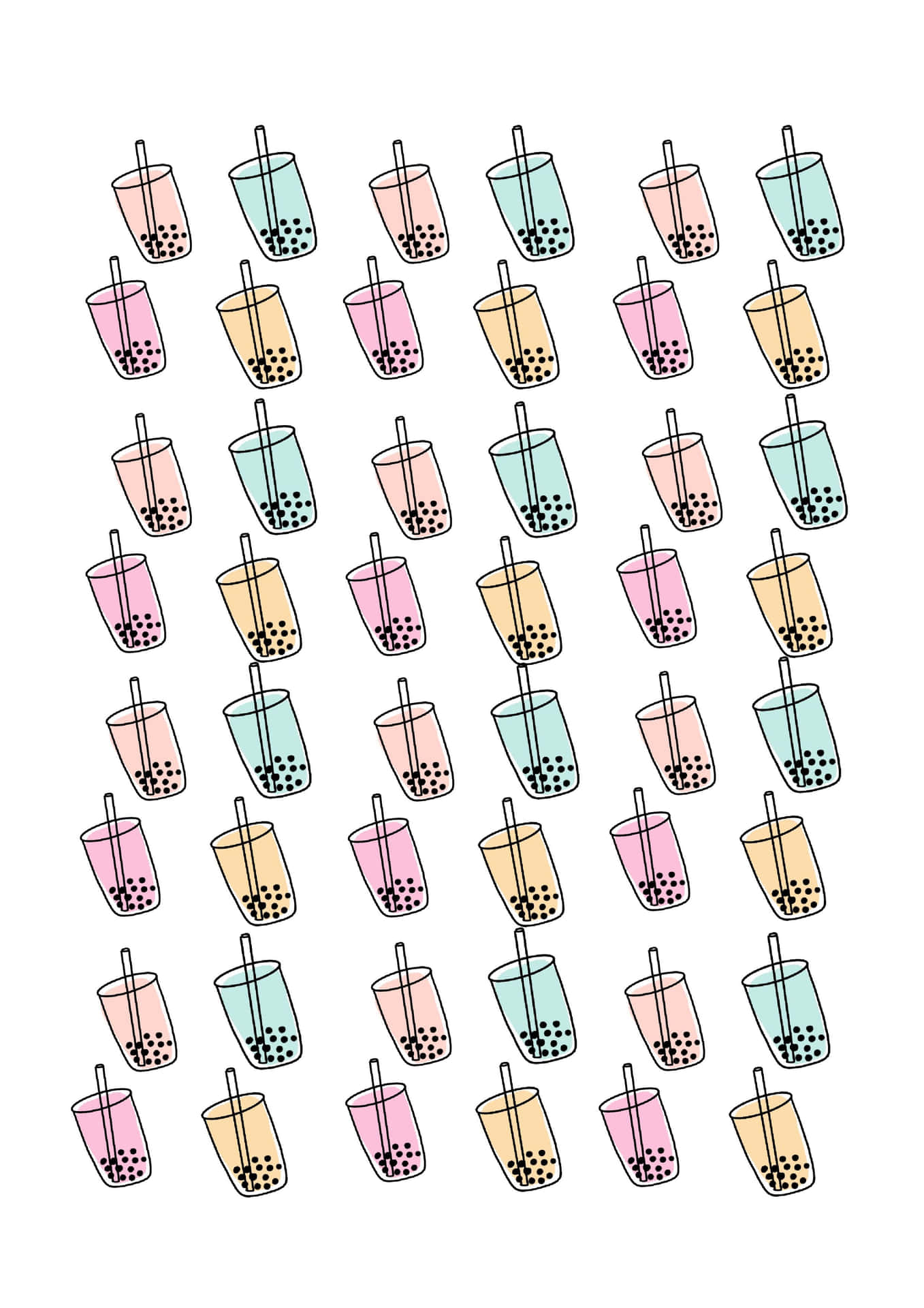 Colorful Boba Tea Pattern Wallpaper