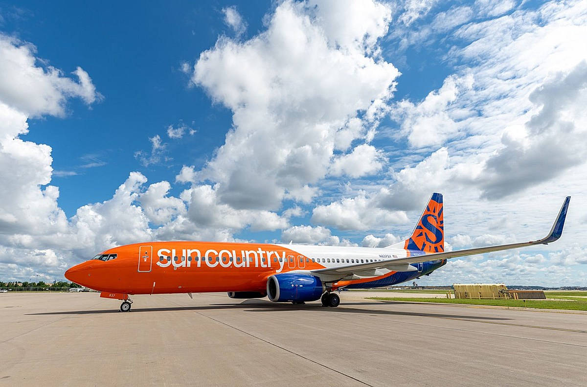 Farvede Boeing fly fra Sun Country. Wallpaper
