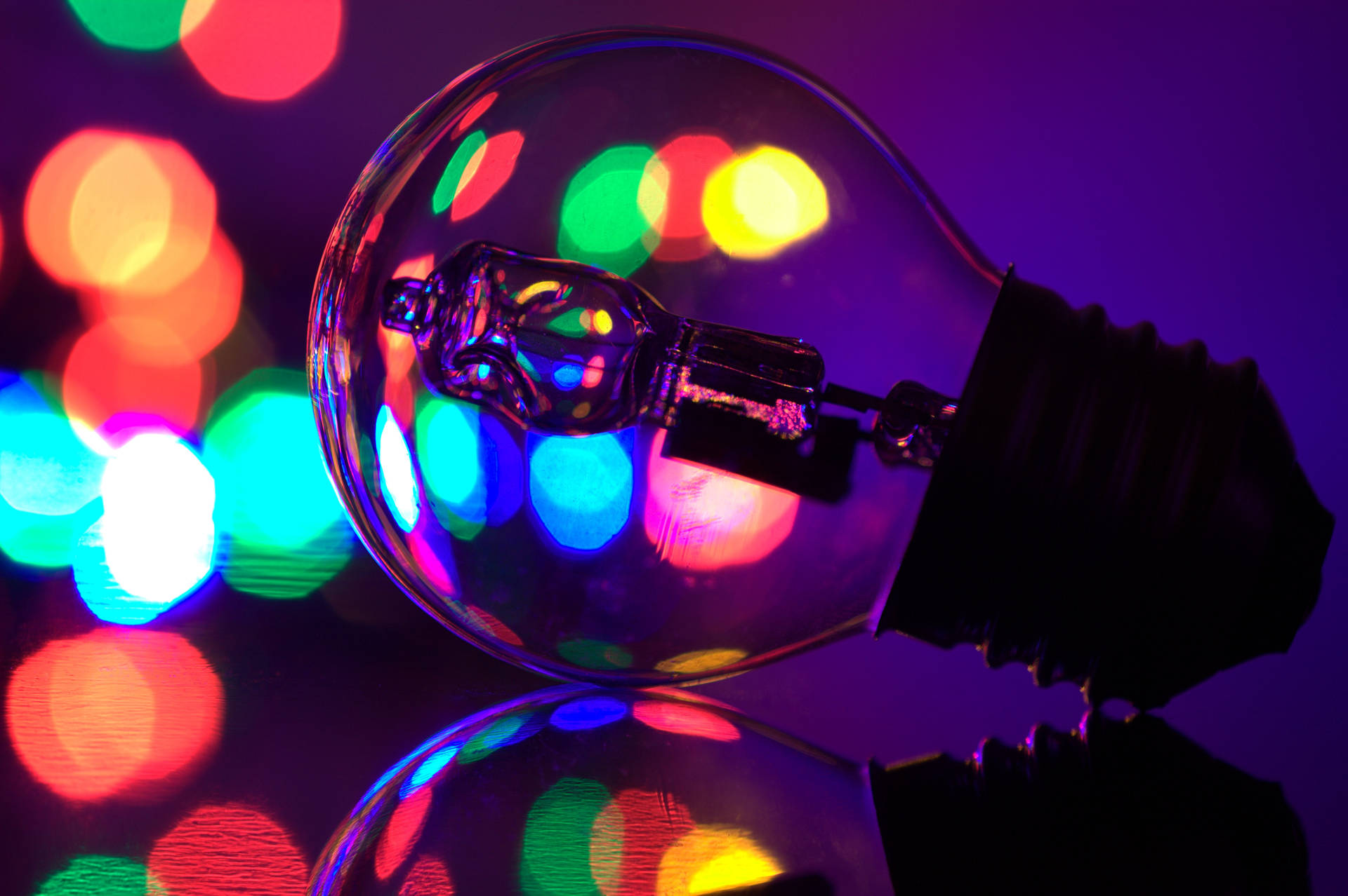 Colorful Bokeh Light Bulb Wallpaper