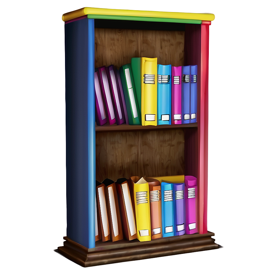 Colorful Books On Shelf Png Vak6 PNG