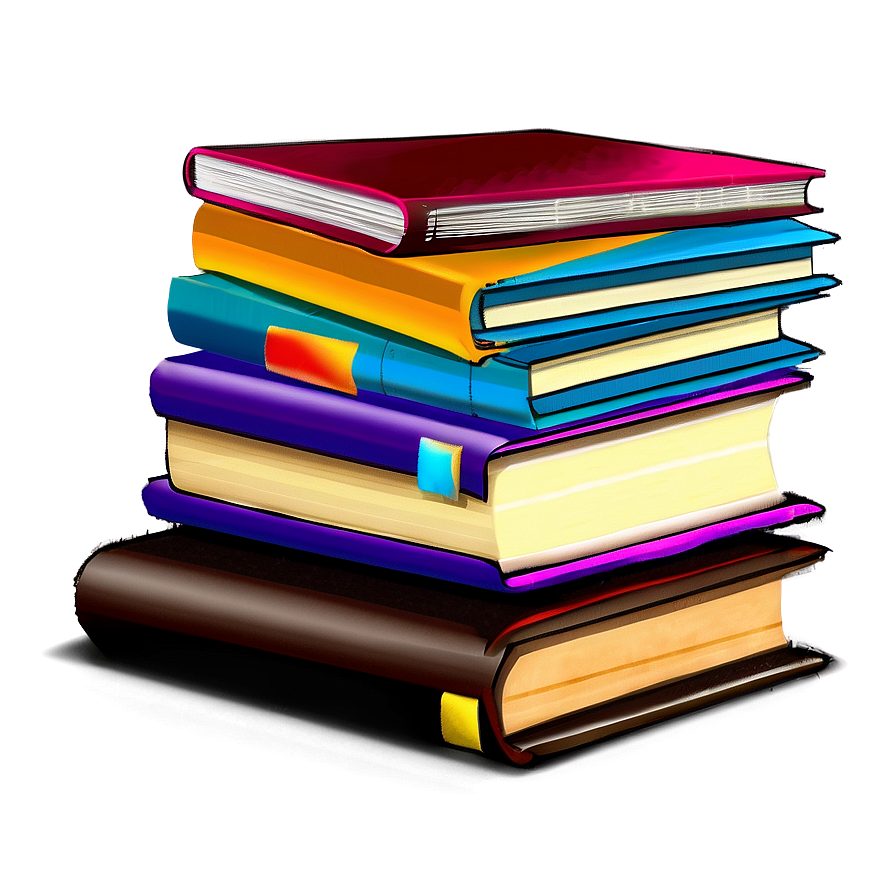 Colorful Books Stack Png 06132024 PNG