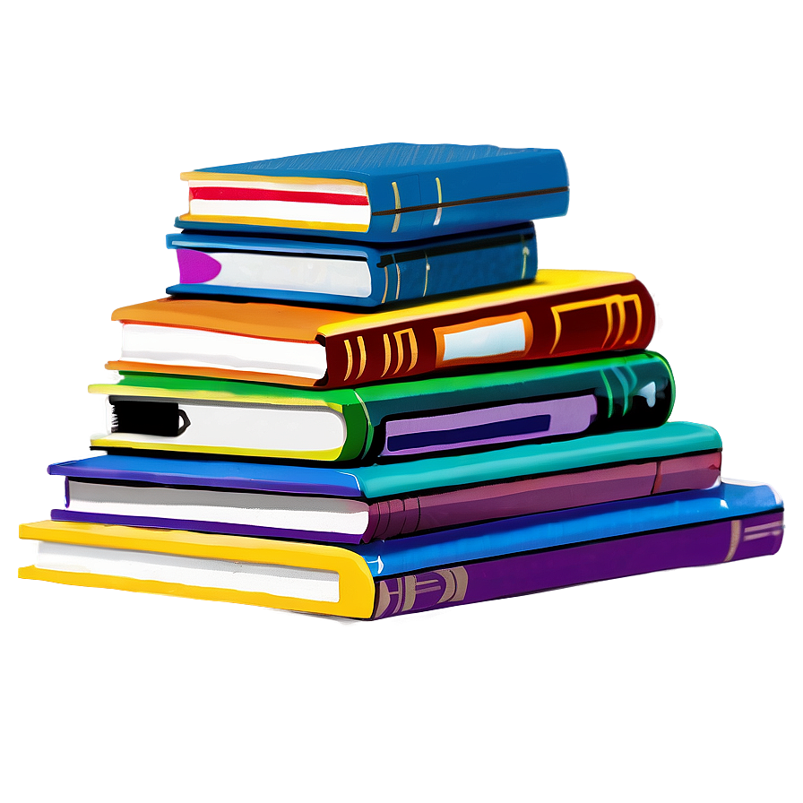 Colorful Books Stack Png 06132024 PNG