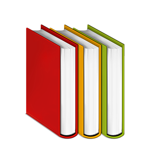 Colorful Books Standing Upright PNG