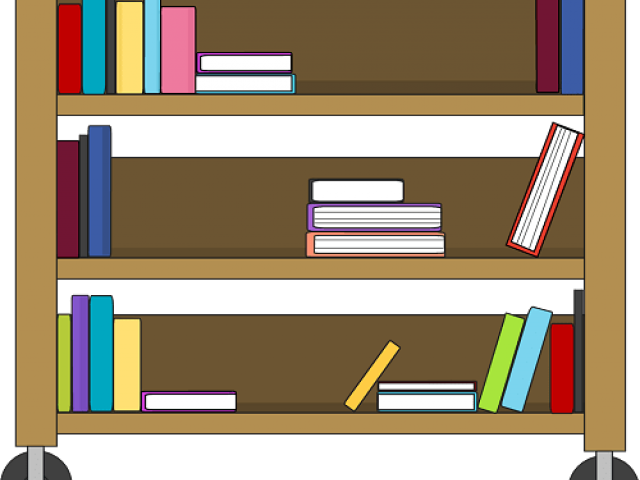 Colorful Bookshelf Cartoon PNG