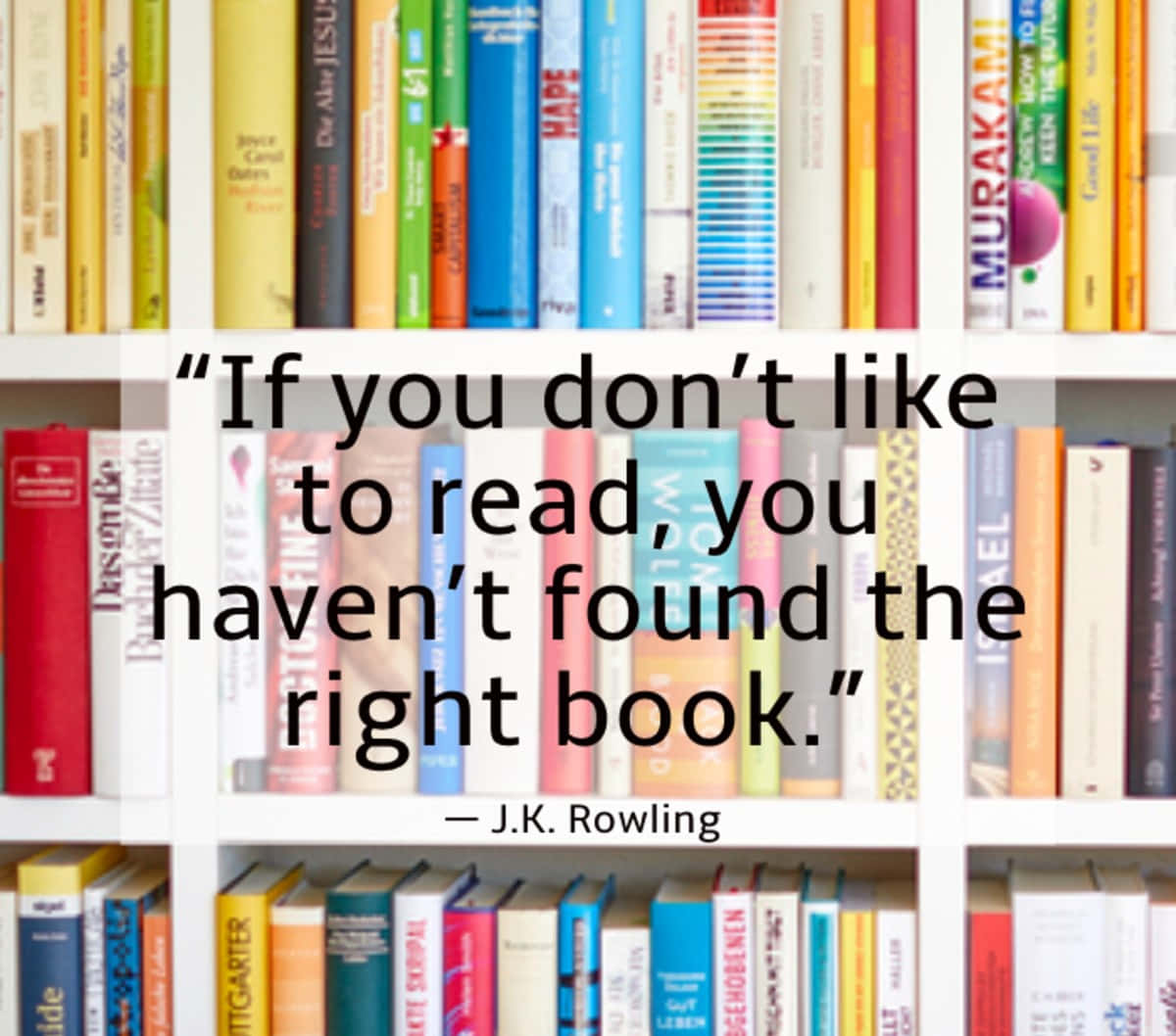 Colorful Bookshelf Quote J K Rowling Wallpaper