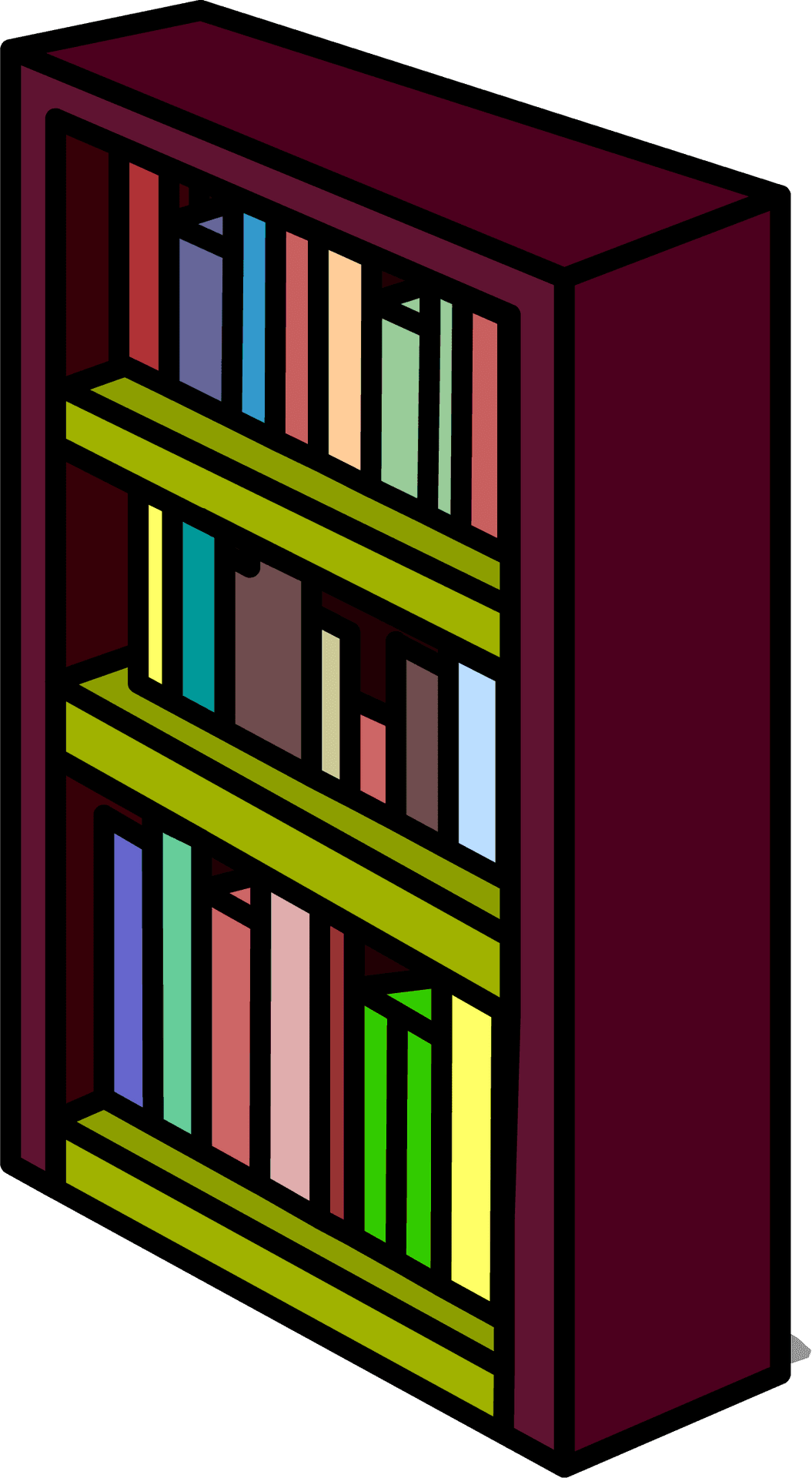 Colorful Bookshelf Vector PNG