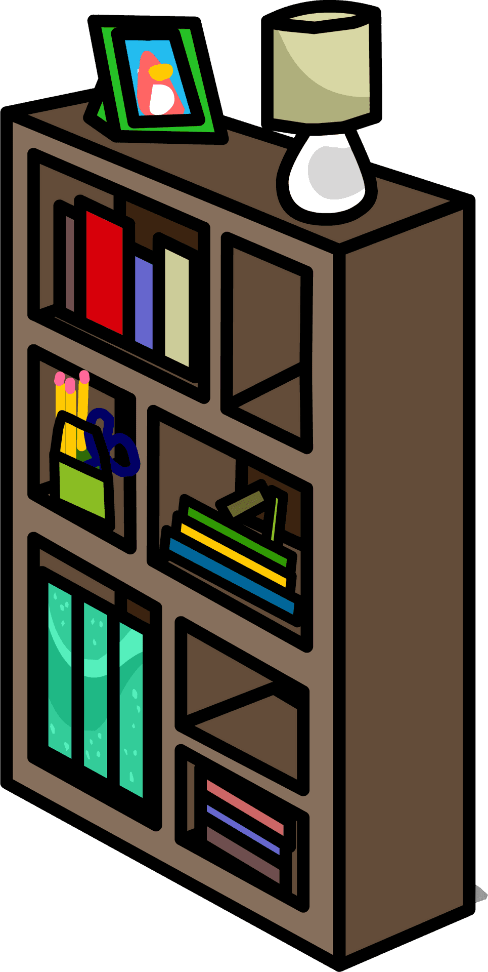 Colorful Bookshelf Vector PNG