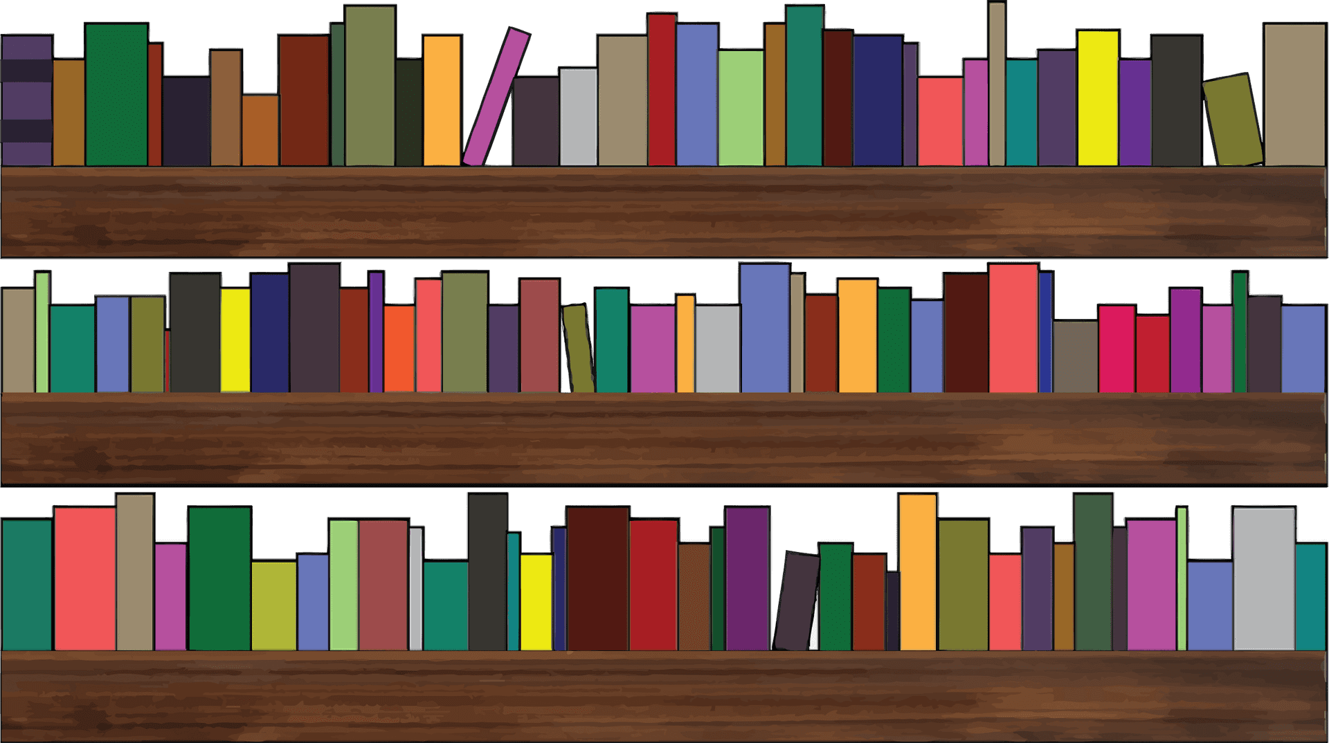 Colorful Bookshelf Vector PNG