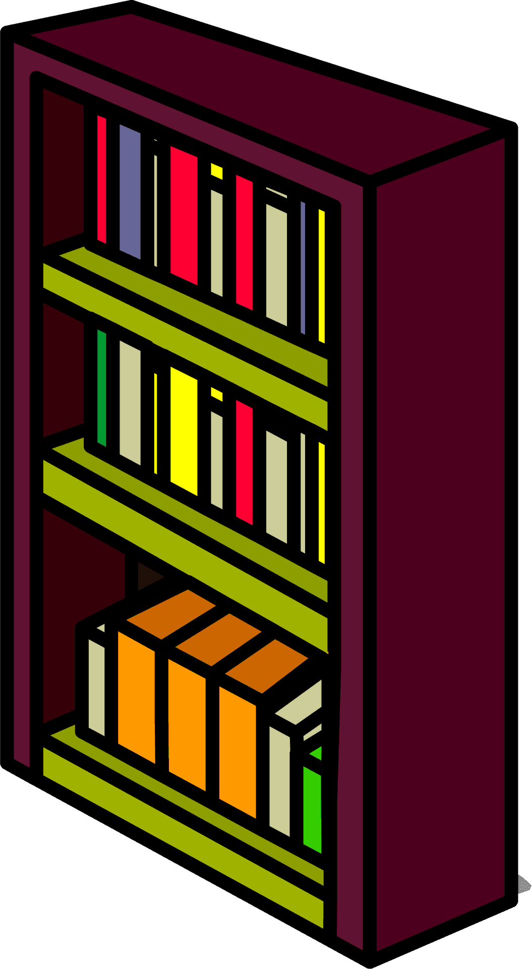 Colorful Bookson Shelf Illustration PNG