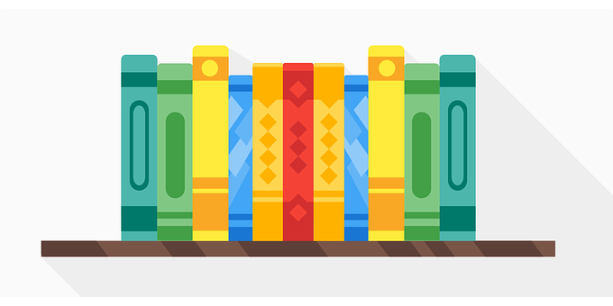 Colorful Bookson Shelf Vector Illustration PNG