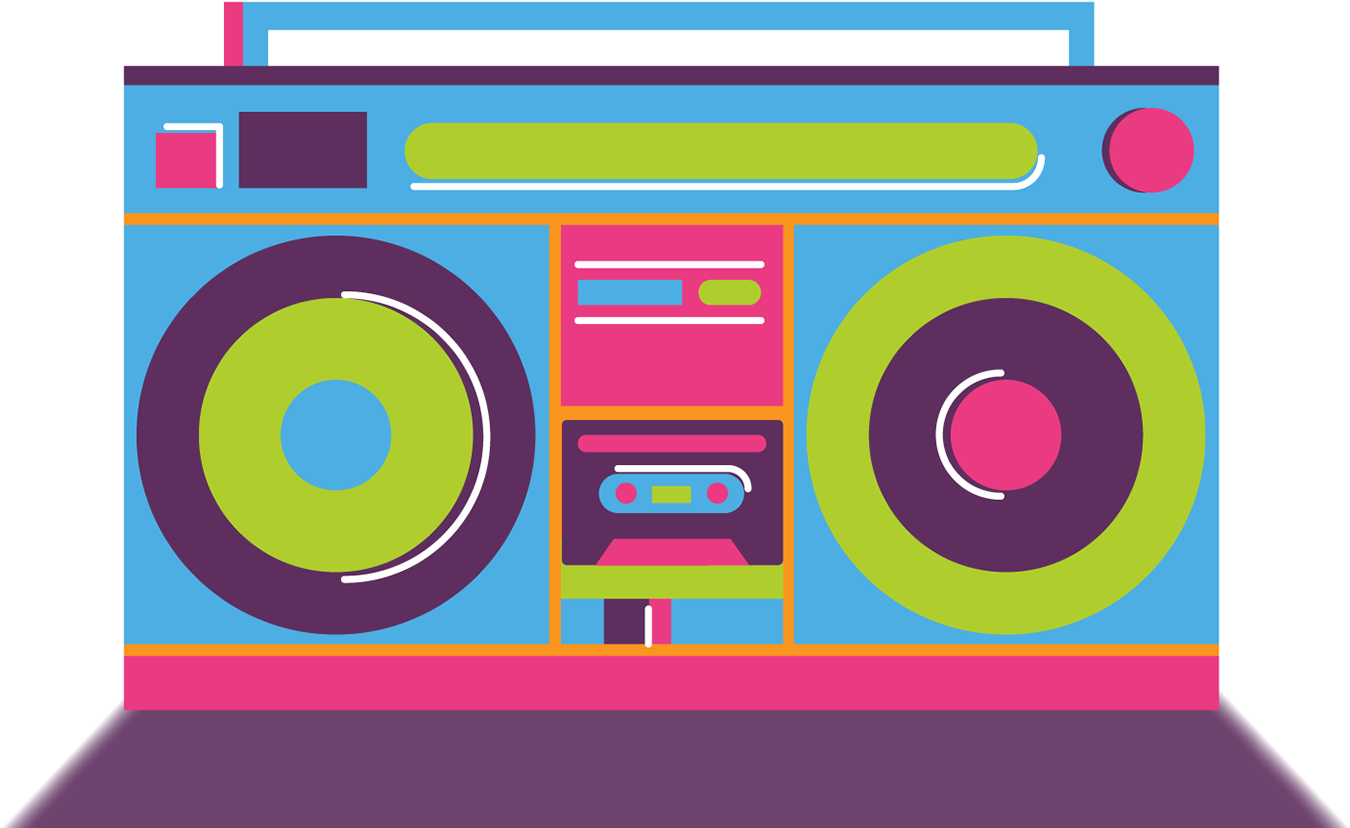 Colorful Boombox Illustration PNG