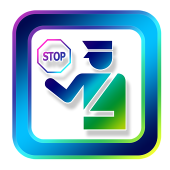 Colorful Border Stop Sign Icon PNG