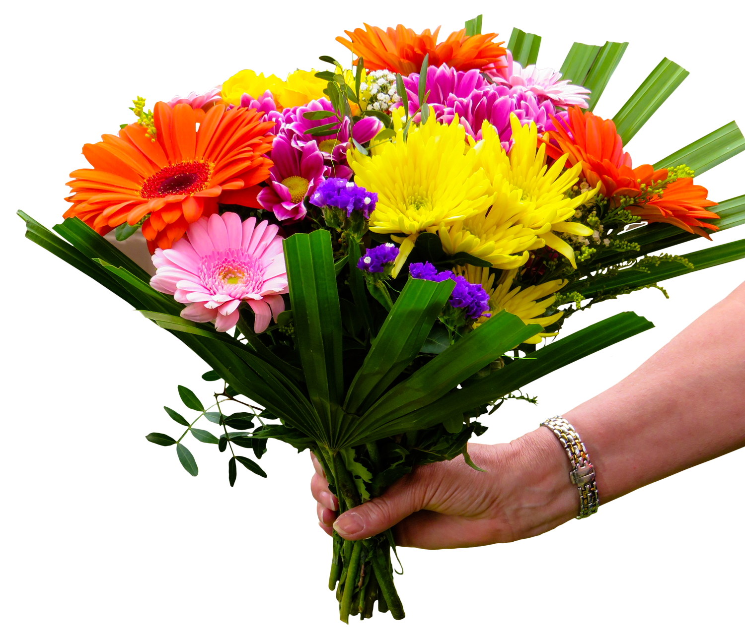 Colorful_ Bouquet_ Held_in_ Hand.png PNG