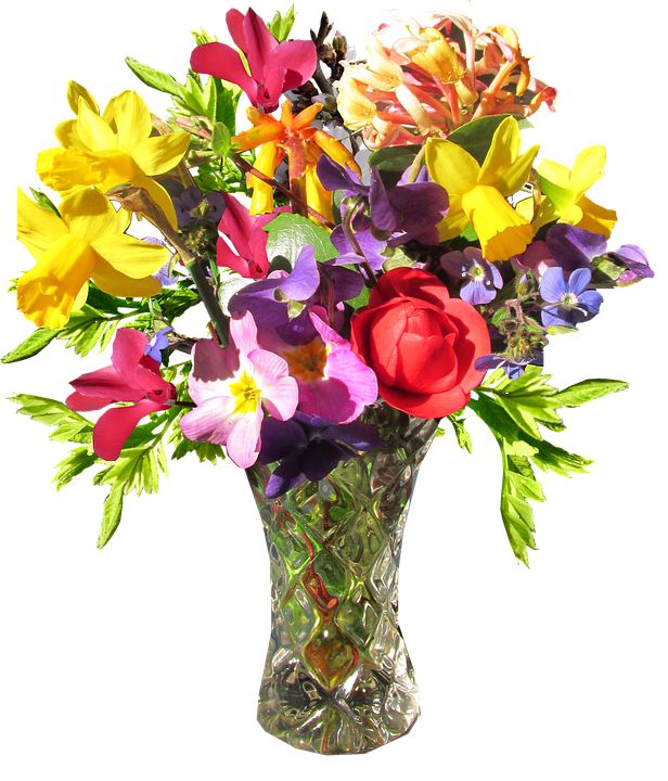 Colorful Bouquetin Crystal Vase PNG