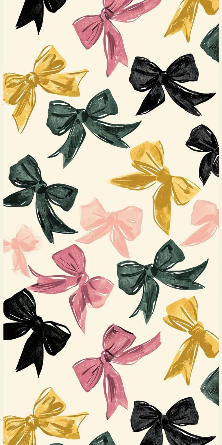 Colorful Bow Pattern Aesthetic Wallpaper