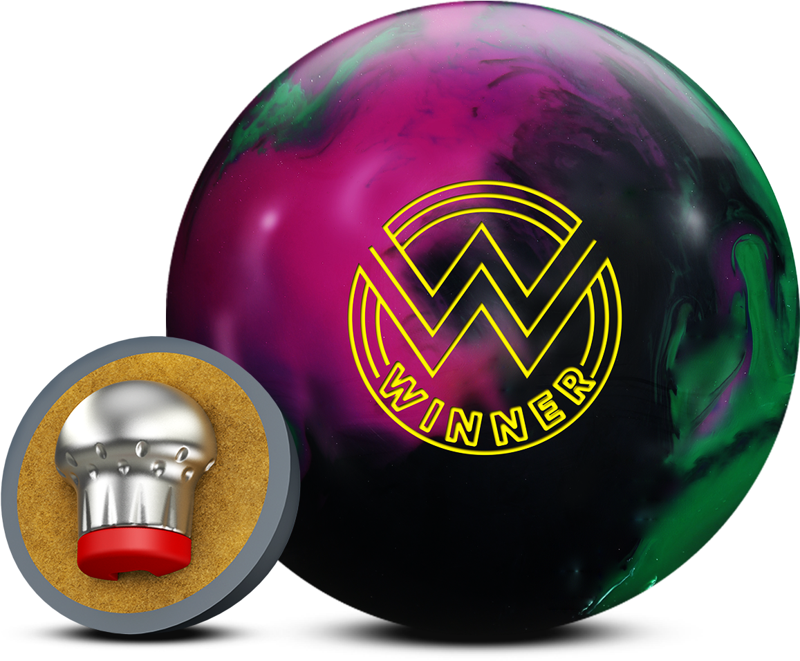 Colorful Bowling Ball With Logoand Core Exposure PNG