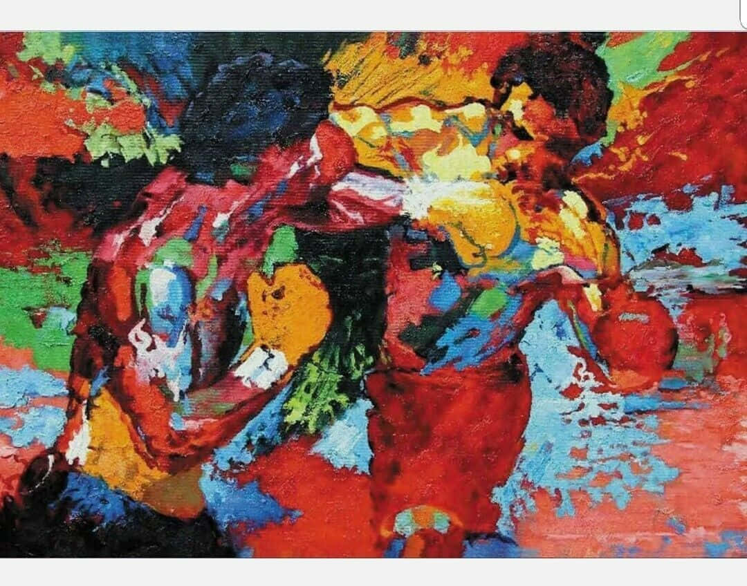 Colorful Boxing Match Painting Wallpaper